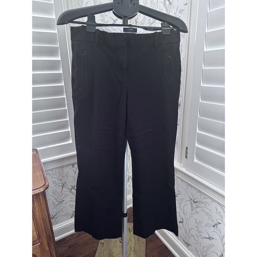 J Crew Womens Wide Leg Flare Black Pants Stretchy Pockets Size 6